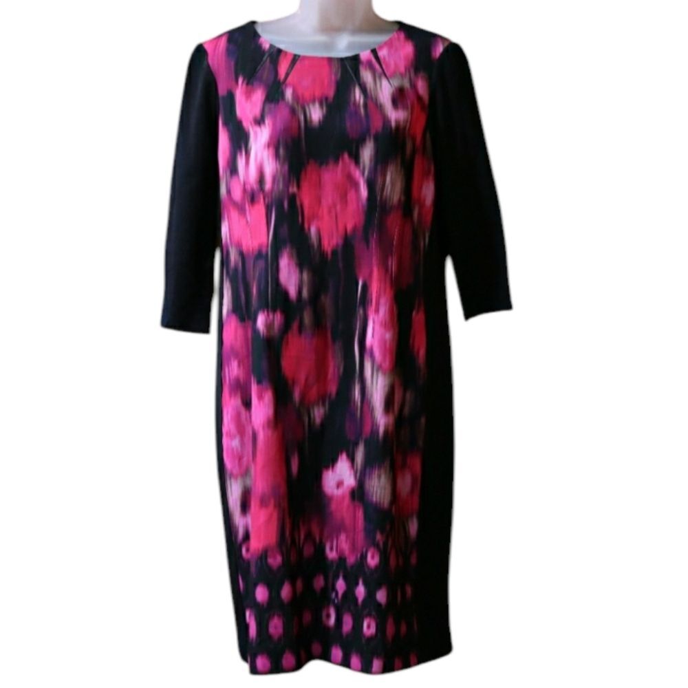 Elie Tahari Pink and Black Midi Career Business Casual Dress 12